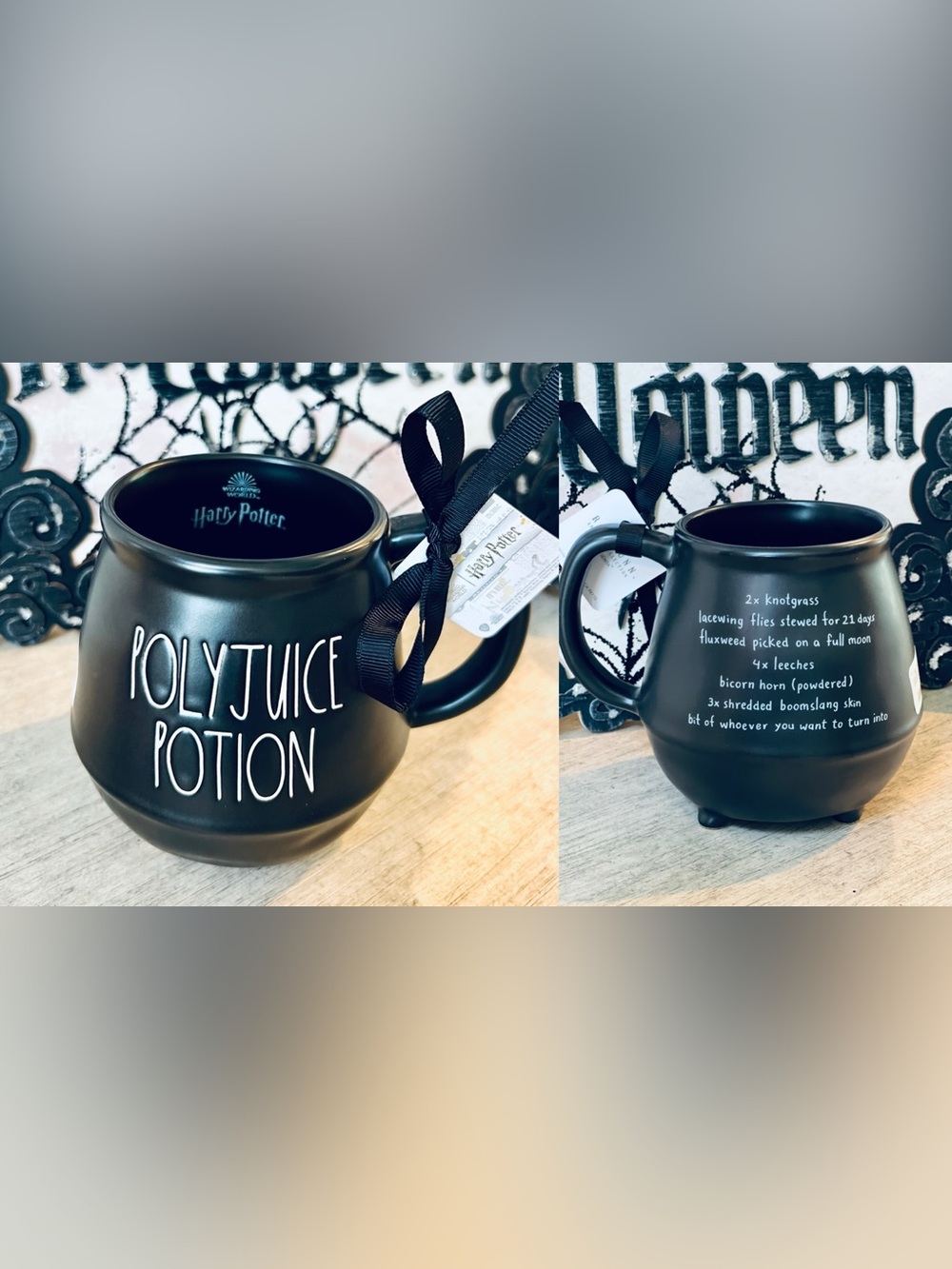 Rae Dunn x Harry Potter POLYJUICE POTION cauldron shaped black mug NWT Halloween
